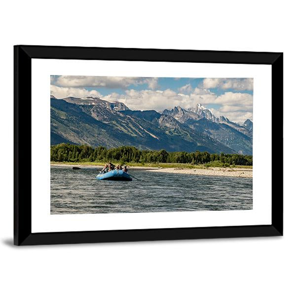 Rafting The Snake River In Wyoming Canvas Wall Art-3 Horizontal-Gallery Wrap-25" x 16"-Tiaracle
