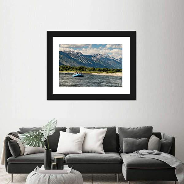 Rafting The Snake River In Wyoming Canvas Wall Art-3 Horizontal-Gallery Wrap-25" x 16"-Tiaracle