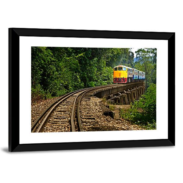 Rail Travel In Kanchanaburi Province Thailand Canvas Wall Art-5 Horizontal-Gallery Wrap-22" x 12"-Tiaracle