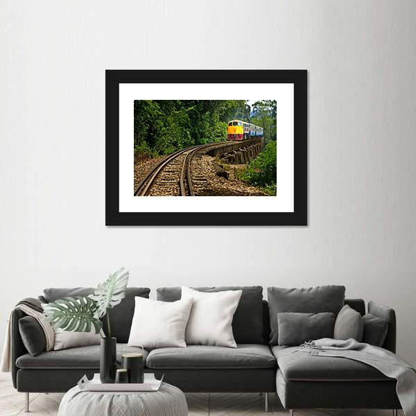 Rail Travel In Kanchanaburi Province Thailand Canvas Wall Art-5 Horizontal-Gallery Wrap-22" x 12"-Tiaracle