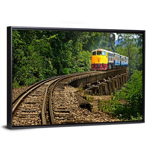 Rail Travel In Kanchanaburi Province Thailand Canvas Wall Art-5 Horizontal-Gallery Wrap-22" x 12"-Tiaracle