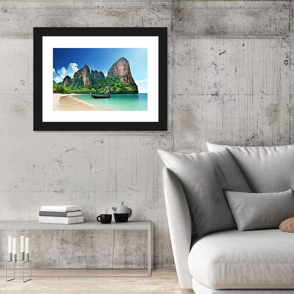 Railay Beach In Krabi Thailand Canvas Wall Art-5 Horizontal-Gallery Wrap-22" x 12"-Tiaracle