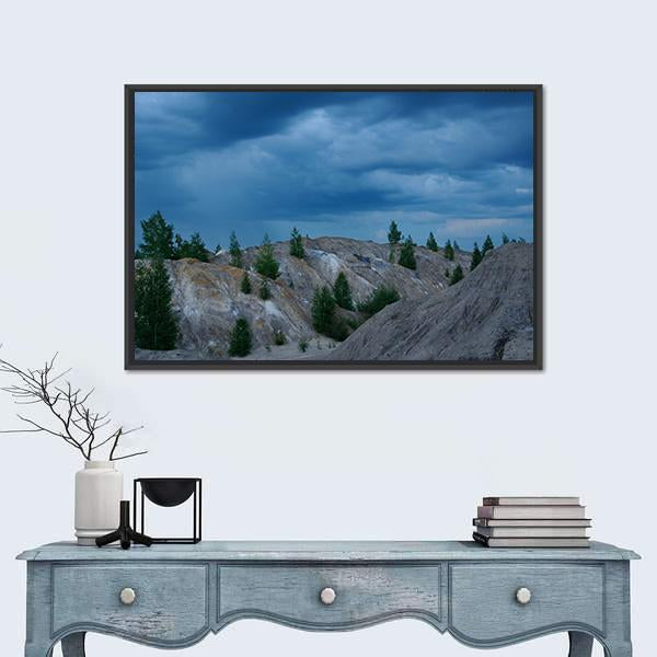 Rain Approaching Bare Hills In Russia Canvas Wall Art-1 Piece-Floating Frame-24" x 16"-Tiaracle