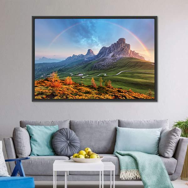 Rainbow In Alps Canvas Wall Art-5 Horizontal-Gallery Wrap-22" x 12"-Tiaracle