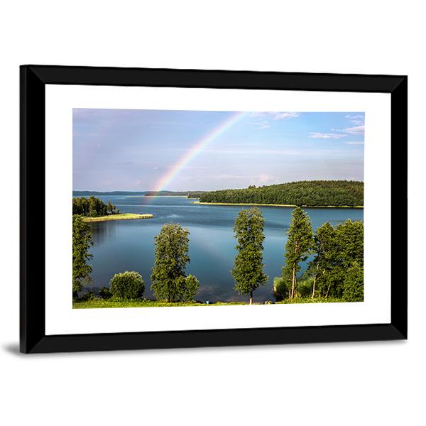 Rainbow In Summer Over Stroust Lake Canvas Wall Art-5 Horizontal-Gallery Wrap-22" x 12"-Tiaracle