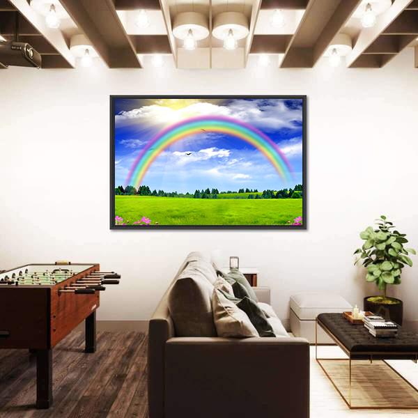 Rainbow In The Blue Sky Canvas Wall Art-5 Horizontal-Gallery Wrap-22" x 12"-Tiaracle