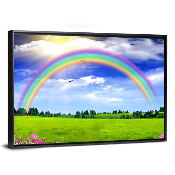 Rainbow In The Blue Sky Canvas Wall Art-5 Horizontal-Gallery Wrap-22" x 12"-Tiaracle