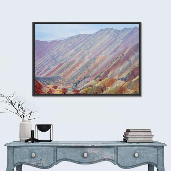 Rainbow Mountains At Zhangye In China Canvas Wall Art-1 Piece-Floating Frame-24" x 16"-Tiaracle