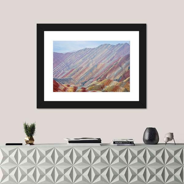 Rainbow Mountains At Zhangye In China Canvas Wall Art-1 Piece-Framed Print-20" x 16"-Tiaracle