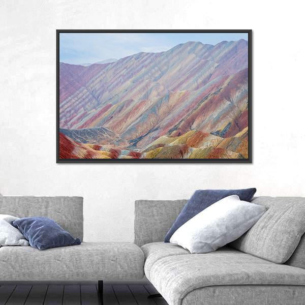 Rainbow Mountains At Zhangye In China Canvas Wall Art-3 Horizontal-Gallery Wrap-25" x 16"-Tiaracle
