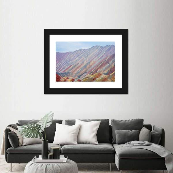 Rainbow Mountains At Zhangye In China Canvas Wall Art-3 Horizontal-Gallery Wrap-25" x 16"-Tiaracle