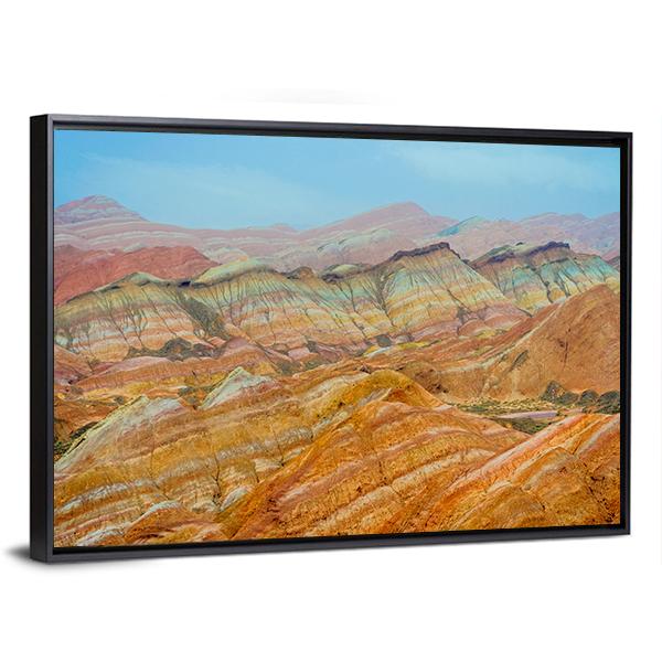 Rainbow Mountains At Zhangye In Clear Day Canvas Wall Art-3 Horizontal-Gallery Wrap-25" x 16"-Tiaracle