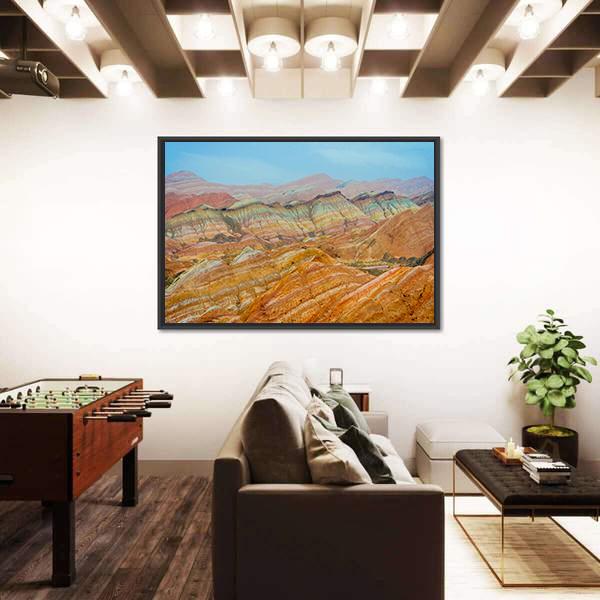 Rainbow Mountains At Zhangye In Clear Day Canvas Wall Art-3 Horizontal-Gallery Wrap-25" x 16"-Tiaracle