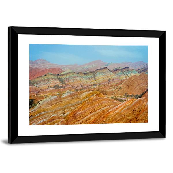 Rainbow Mountains At Zhangye In Clear Day Canvas Wall Art-3 Horizontal-Gallery Wrap-25" x 16"-Tiaracle