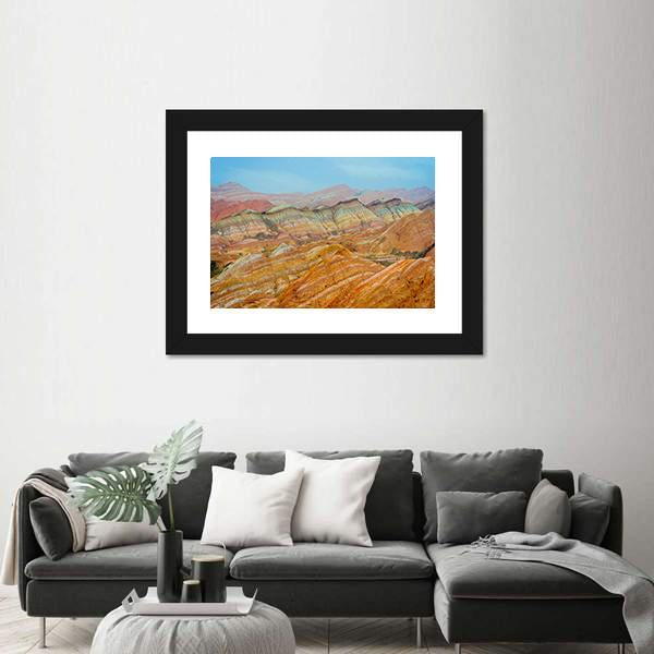 Rainbow Mountains At Zhangye In Clear Day Canvas Wall Art-3 Horizontal-Gallery Wrap-25" x 16"-Tiaracle