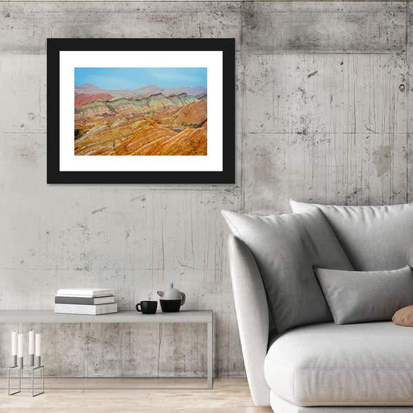 Rainbow Mountains At Zhangye In Clear Day Canvas Wall Art-3 Horizontal-Gallery Wrap-25" x 16"-Tiaracle