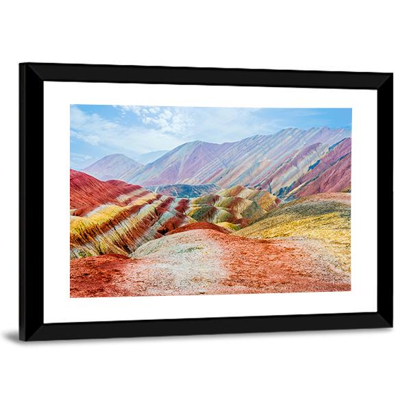 Rainbow Mountains Of Zhangye Sky Canvas Wall Art-5 Horizontal-Gallery Wrap-22" x 12"-Tiaracle
