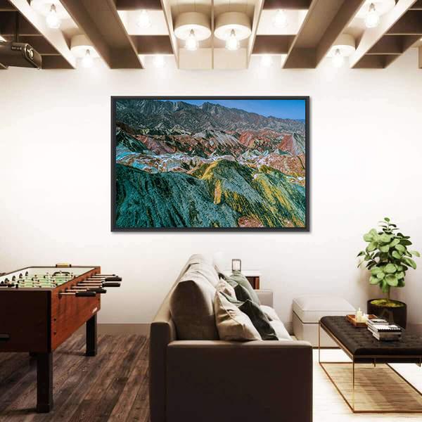 Rainbow Mountains With Amazing Pattern In Zhangye Canvas Wall Art-3 Horizontal-Gallery Wrap-25" x 16"-Tiaracle