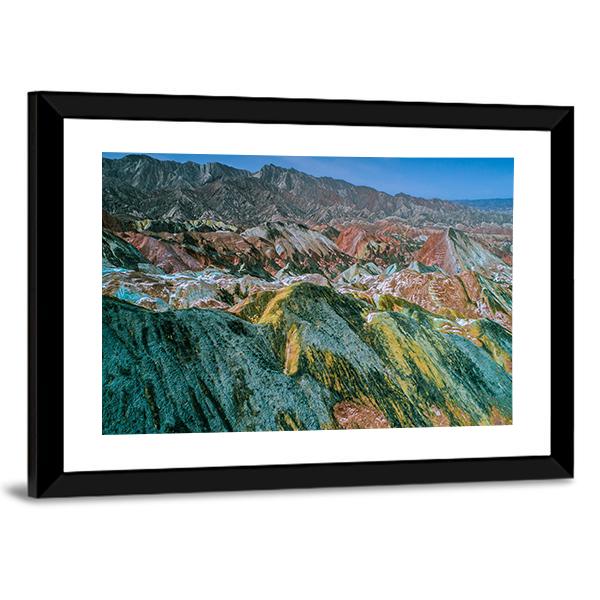 Rainbow Mountains With Amazing Pattern In Zhangye Canvas Wall Art-3 Horizontal-Gallery Wrap-25" x 16"-Tiaracle