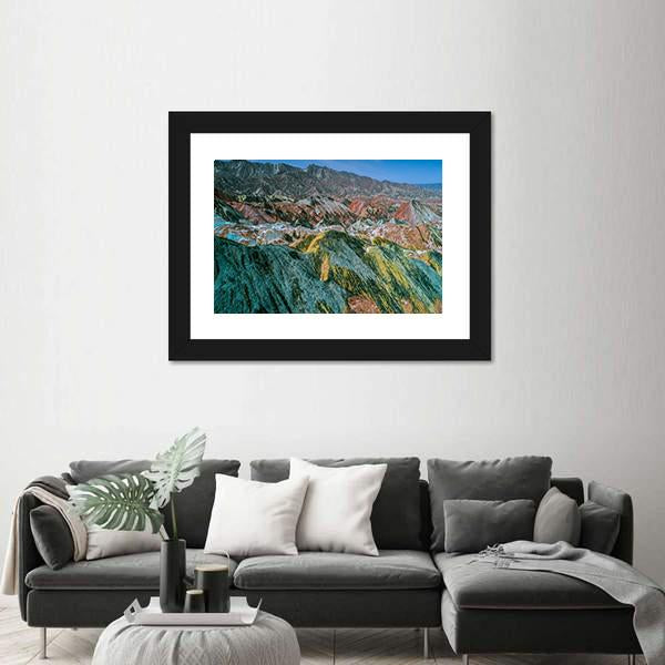 Rainbow Mountains With Amazing Pattern In Zhangye Canvas Wall Art-3 Horizontal-Gallery Wrap-25" x 16"-Tiaracle