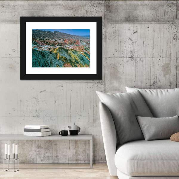 Rainbow Mountains With Amazing Pattern In Zhangye Canvas Wall Art-3 Horizontal-Gallery Wrap-25" x 16"-Tiaracle