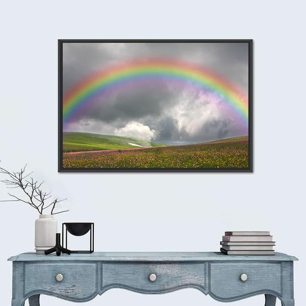 Rainbow On Dark Sky Canvas Wall Art-5 Horizontal-Gallery Wrap-22" x 12"-Tiaracle