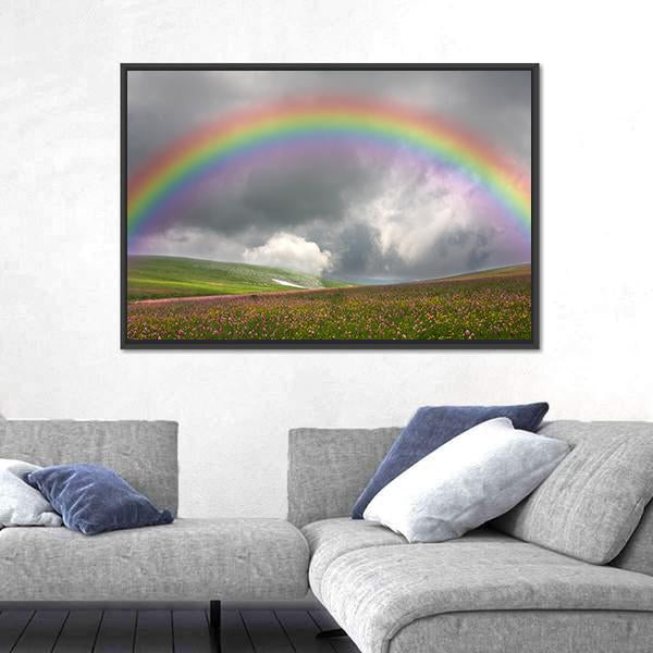 Rainbow On Dark Sky Canvas Wall Art-5 Horizontal-Gallery Wrap-22" x 12"-Tiaracle