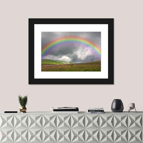 Rainbow On Dark Sky Canvas Wall Art-5 Horizontal-Gallery Wrap-22" x 12"-Tiaracle