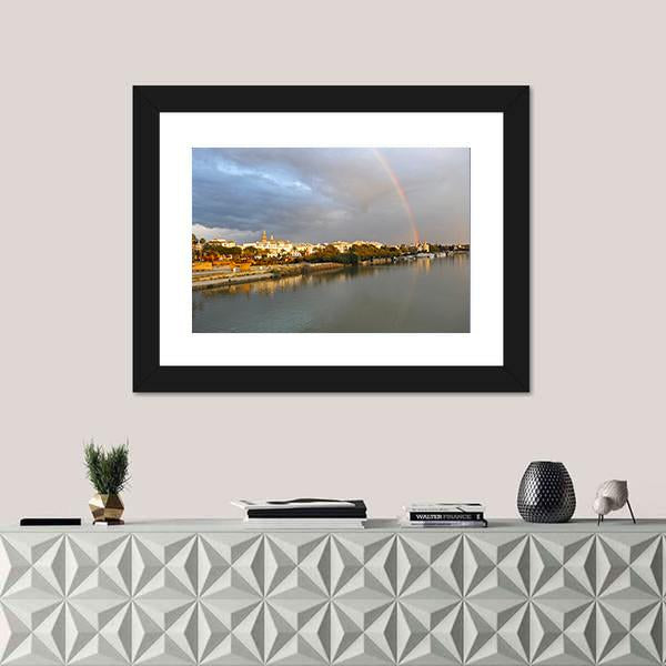 Rainbow Over Sevilla In Spain Canvas Wall Art-1 Piece-Framed Print-20" x 16"-Tiaracle