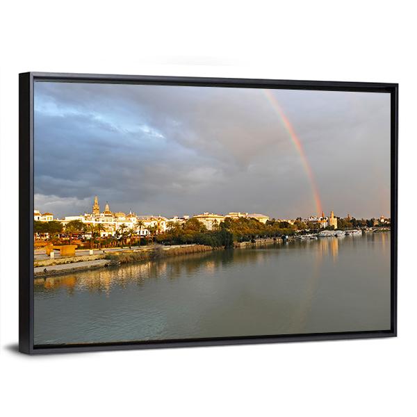 Rainbow Over Sevilla In Spain Canvas Wall Art-3 Horizontal-Gallery Wrap-25" x 16"-Tiaracle