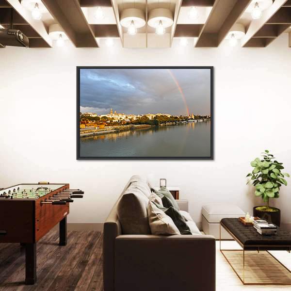 Rainbow Over Sevilla In Spain Canvas Wall Art-3 Horizontal-Gallery Wrap-25" x 16"-Tiaracle