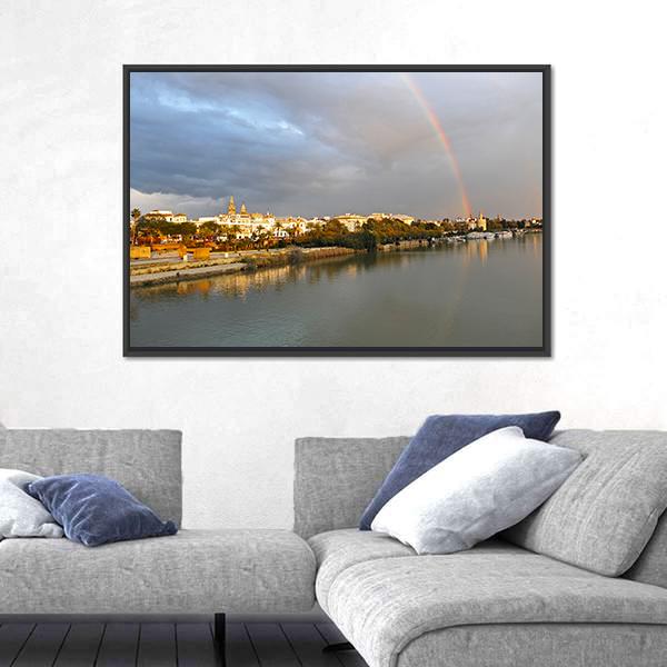 Rainbow Over Sevilla In Spain Canvas Wall Art-3 Horizontal-Gallery Wrap-25" x 16"-Tiaracle