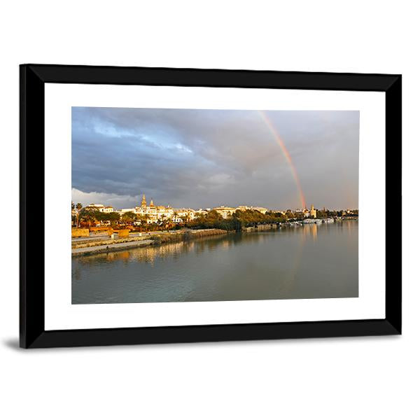 Rainbow Over Sevilla In Spain Canvas Wall Art-3 Horizontal-Gallery Wrap-25" x 16"-Tiaracle