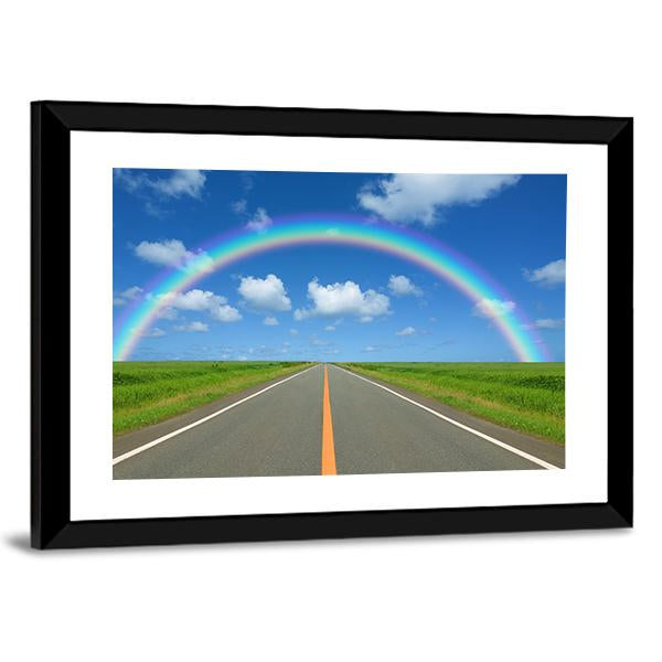 Rainbow Over Straight Road Canvas Wall Art-5 Horizontal-Gallery Wrap-22" x 12"-Tiaracle