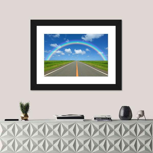 Rainbow Over Straight Road Canvas Wall Art-5 Horizontal-Gallery Wrap-22" x 12"-Tiaracle