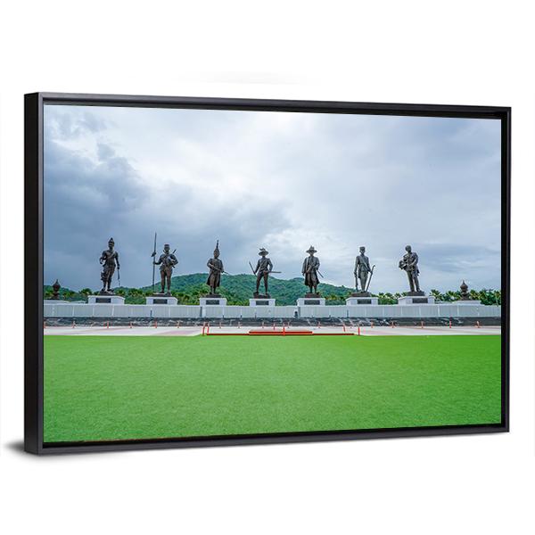 Rajaphak Park 7 Greatest King Statue Canvas Wall Art-3 Horizontal-Gallery Wrap-25" x 16"-Tiaracle