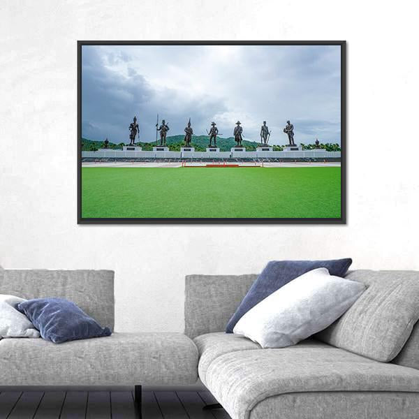 Rajaphak Park 7 Greatest King Statue Canvas Wall Art-3 Horizontal-Gallery Wrap-25" x 16"-Tiaracle