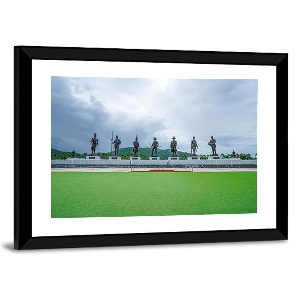 Rajaphak Park 7 Greatest King Statue Canvas Wall Art-3 Horizontal-Gallery Wrap-25" x 16"-Tiaracle
