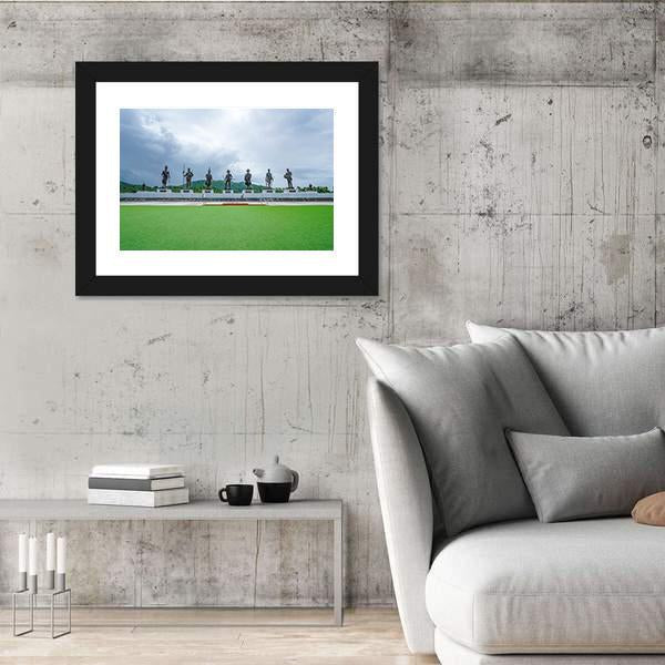 Rajaphak Park 7 Greatest King Statue Canvas Wall Art-3 Horizontal-Gallery Wrap-25" x 16"-Tiaracle