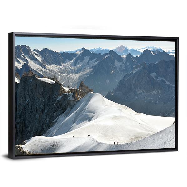 Range Of High Alps And Mountaineers Canvas Wall Art-3 Horizontal-Gallery Wrap-25" x 16"-Tiaracle