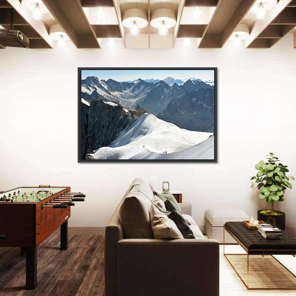 Range Of High Alps And Mountaineers Canvas Wall Art-3 Horizontal-Gallery Wrap-25" x 16"-Tiaracle