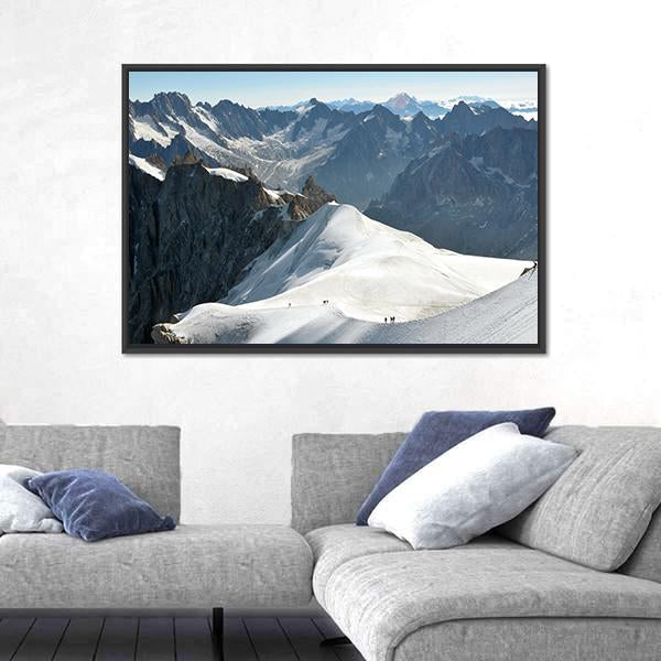 Range Of High Alps And Mountaineers Canvas Wall Art-3 Horizontal-Gallery Wrap-25" x 16"-Tiaracle