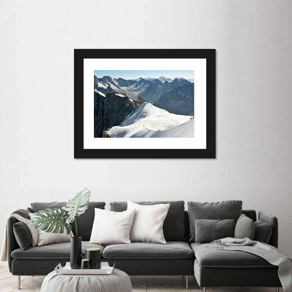 Range Of High Alps And Mountaineers Canvas Wall Art-3 Horizontal-Gallery Wrap-25" x 16"-Tiaracle