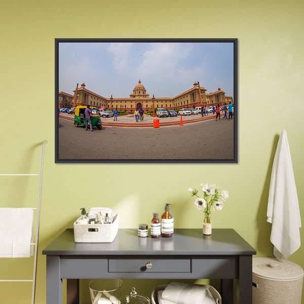 Rashtrapati Bhavan In India Canvas Wall Art-1 Piece-Floating Frame-36" x 24"-Tiaracle