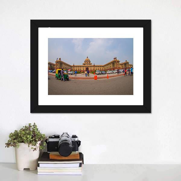 Rashtrapati Bhavan In India Canvas Wall Art-1 Piece-Framed Print-42" x 14"-Tiaracle