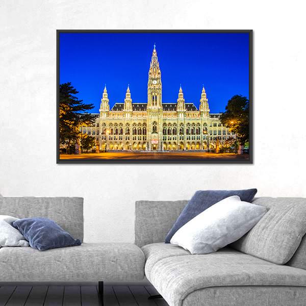 Rathaus Mayor Office In Vienna Canvas Wall Art-3 Horizontal-Gallery Wrap-25" x 16"-Tiaracle