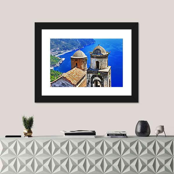 Ravello Village On Amalfi Coast In Italy Canvas Wall Art-1 Piece-Framed Print-20" x 16"-Tiaracle