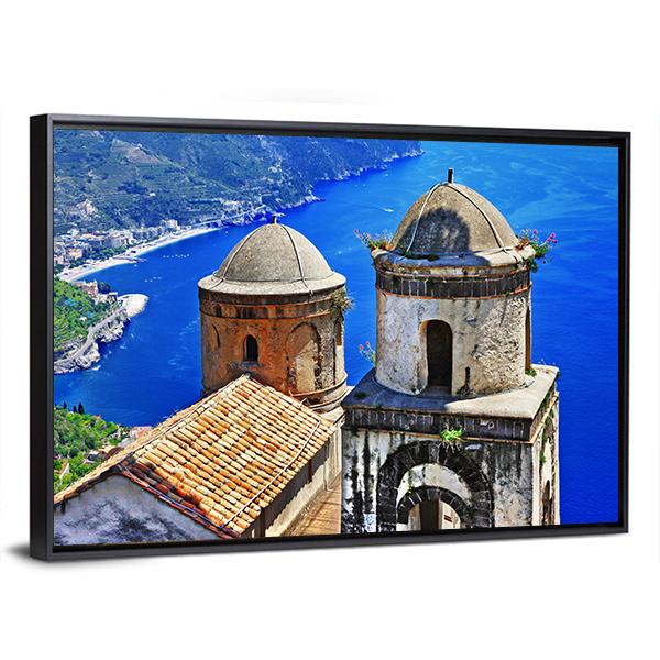 Ravello Village On Amalfi Coast In Italy Canvas Wall Art-3 Horizontal-Gallery Wrap-25" x 16"-Tiaracle