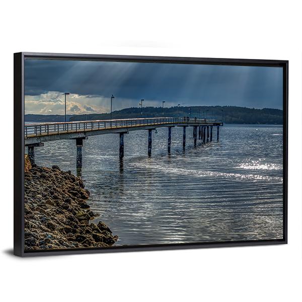 Rays Of Light Shine Through Clouds In Des Moines In Washington Canvas Wall Art-3 Horizontal-Gallery Wrap-25" x 16"-Tiaracle