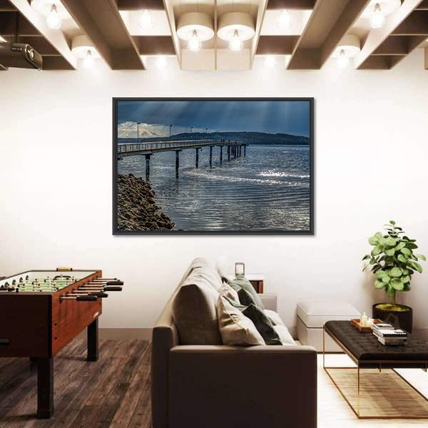 Rays Of Light Shine Through Clouds In Des Moines In Washington Canvas Wall Art-3 Horizontal-Gallery Wrap-25" x 16"-Tiaracle